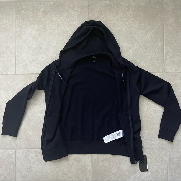 Armani Exchange Men Milano New York Zip-Up Cotton Hoodie, Black Small NEW - Picture 4 of 13